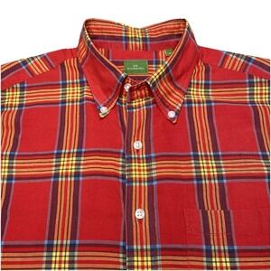 Sid Mashburn Shirt M Mens L/S Button Down Hand Woven Red Madras Plaid